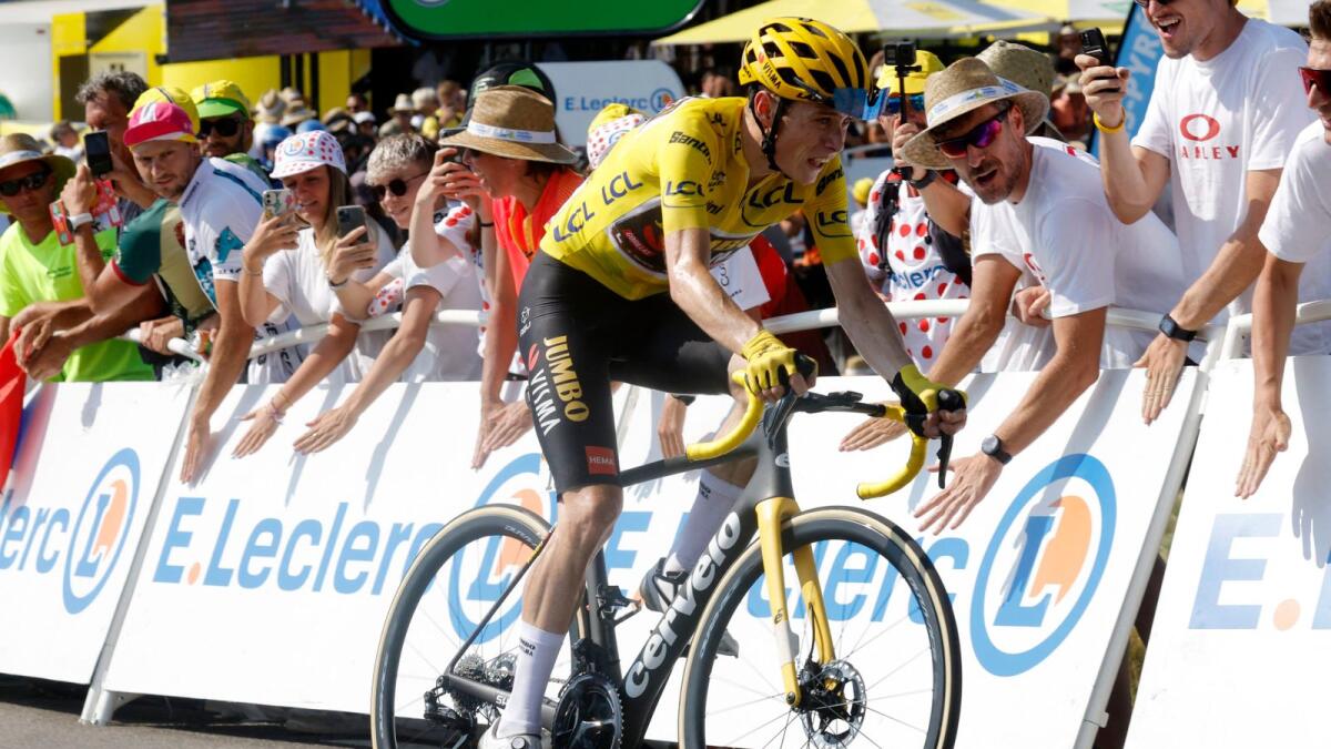 Jumbo-Visma's Jonas Vingegaard in action during the 18th stage of the Tour de France on Thursday. — Reuters