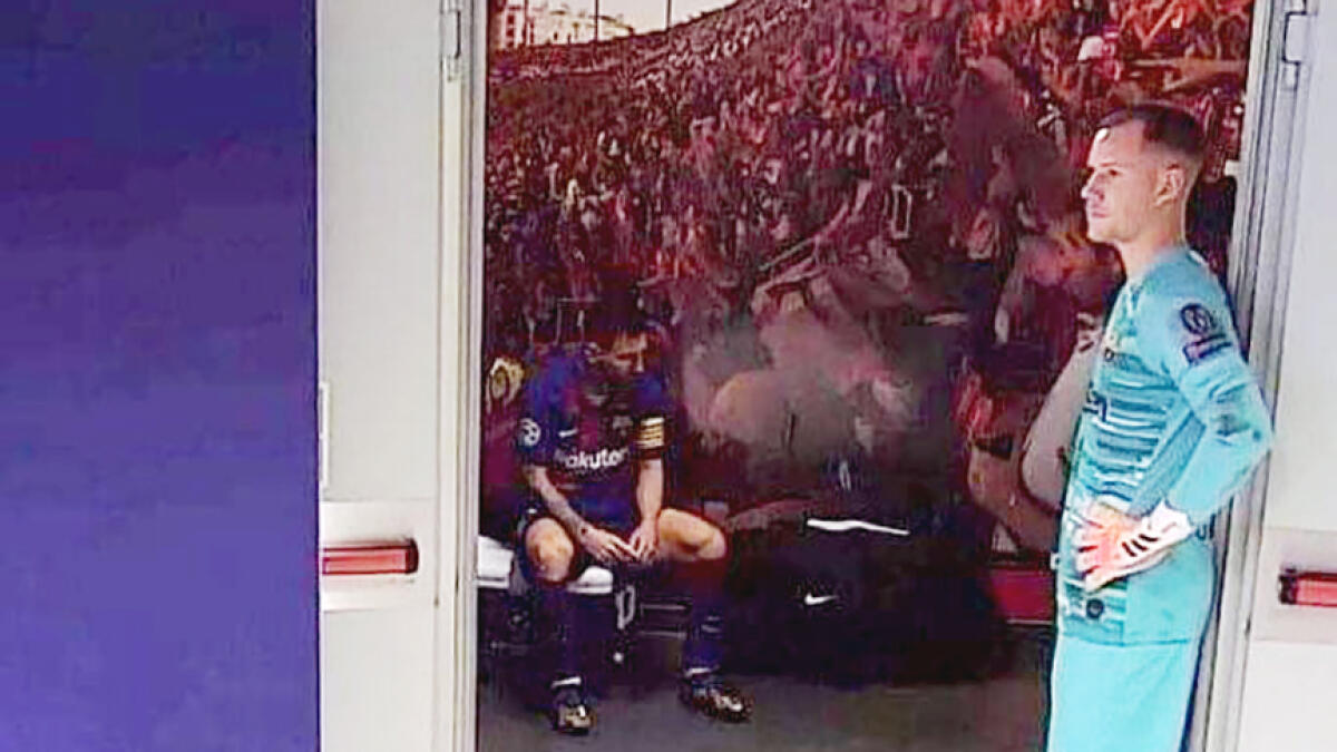 A picture of a dejected Messi's sitting alone at the end of his bench has gone viral. -- Twitter