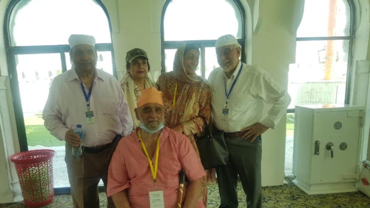 Bishan Singh Bedi (sitting) along with Intikhab Alam (left). — Twitter