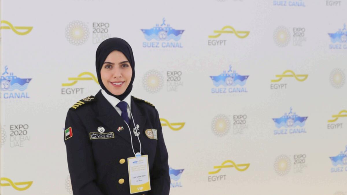 Sahar Al Rasti, the first Emirati female ship captain. — Wam