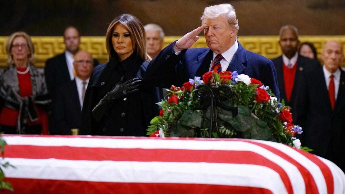George H.W. Bush funeral: Trump pays respects at US Capitol