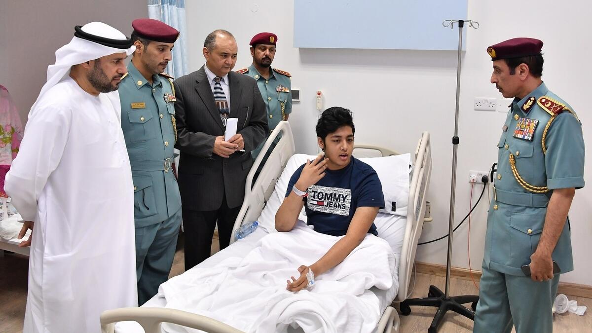 Crisis management team constituted by Ajman Crown Prince visits patients affected by water contamination.- Supplied photo