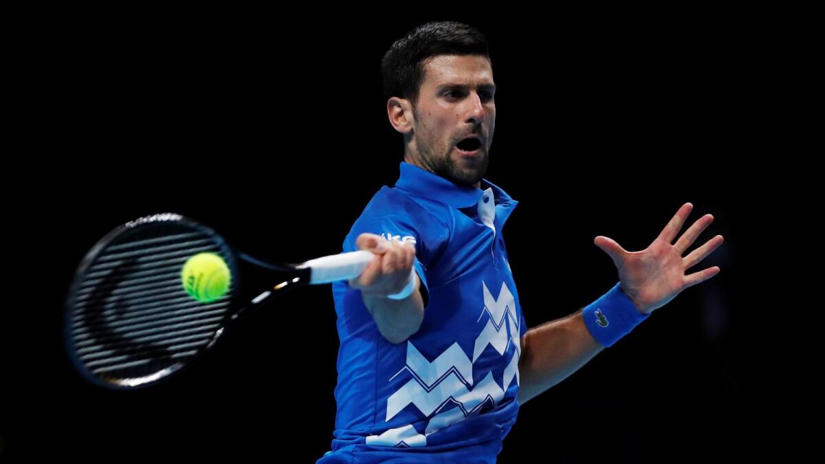 Serbia's Novak Djokovic in action against Argentina's Diego Schwartzman. — Reuters