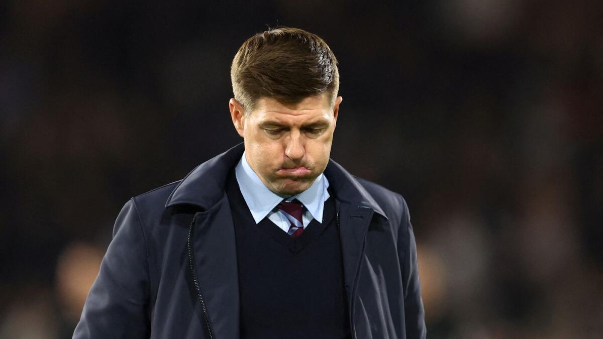Steven Gerrard looks dejected after the match. — AFP