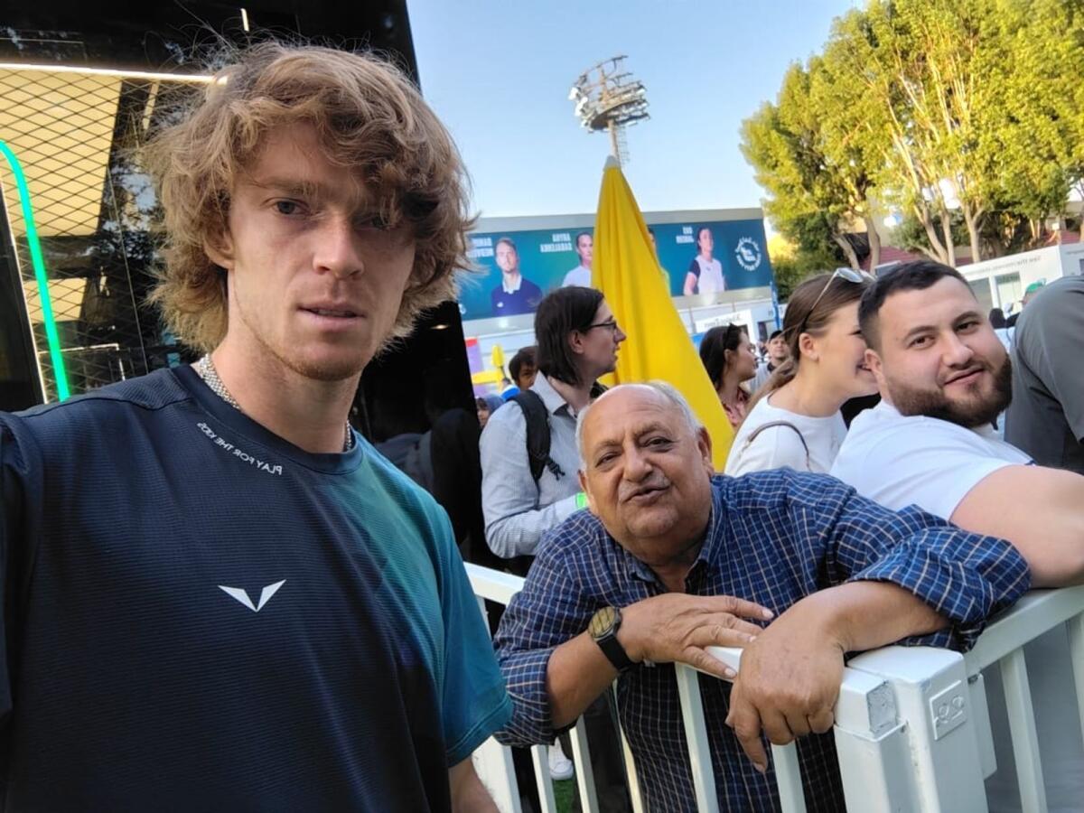 Andrey Rublev takes a selfie with Arora. — Supplied photo