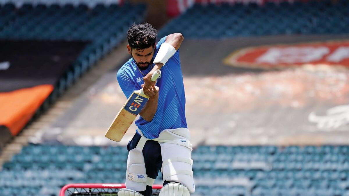 Sharpening his claws: India’s Shreyas Iyer during a practice session at The Wanderers on Saturday. — BCCI