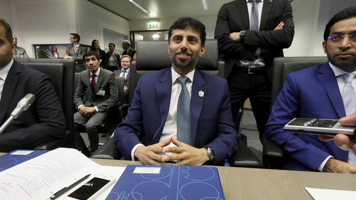 Suhail bin Mohammed Faraj Al Mazroui, UAE Minister of Energy, at the Opec meeting in Vienna on Thursday.