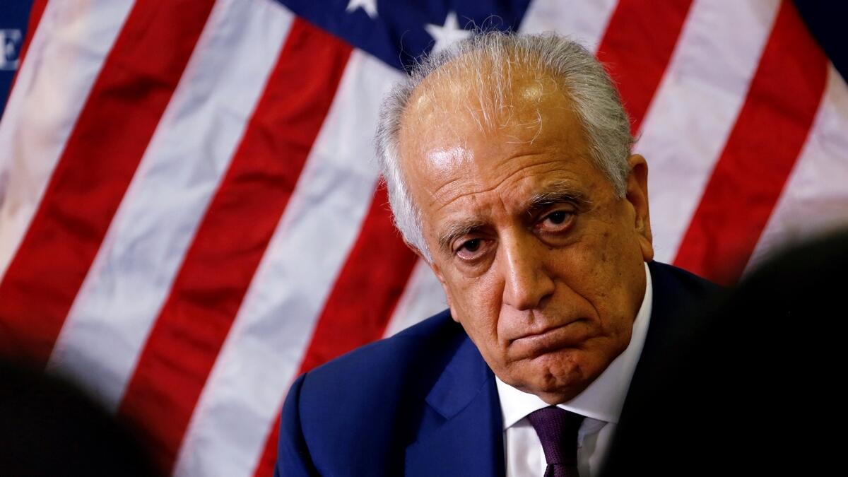 Zalmay Khalilzad, talks with local reporters at the US embassy in Kabul, Afghanistan.- Reuters 