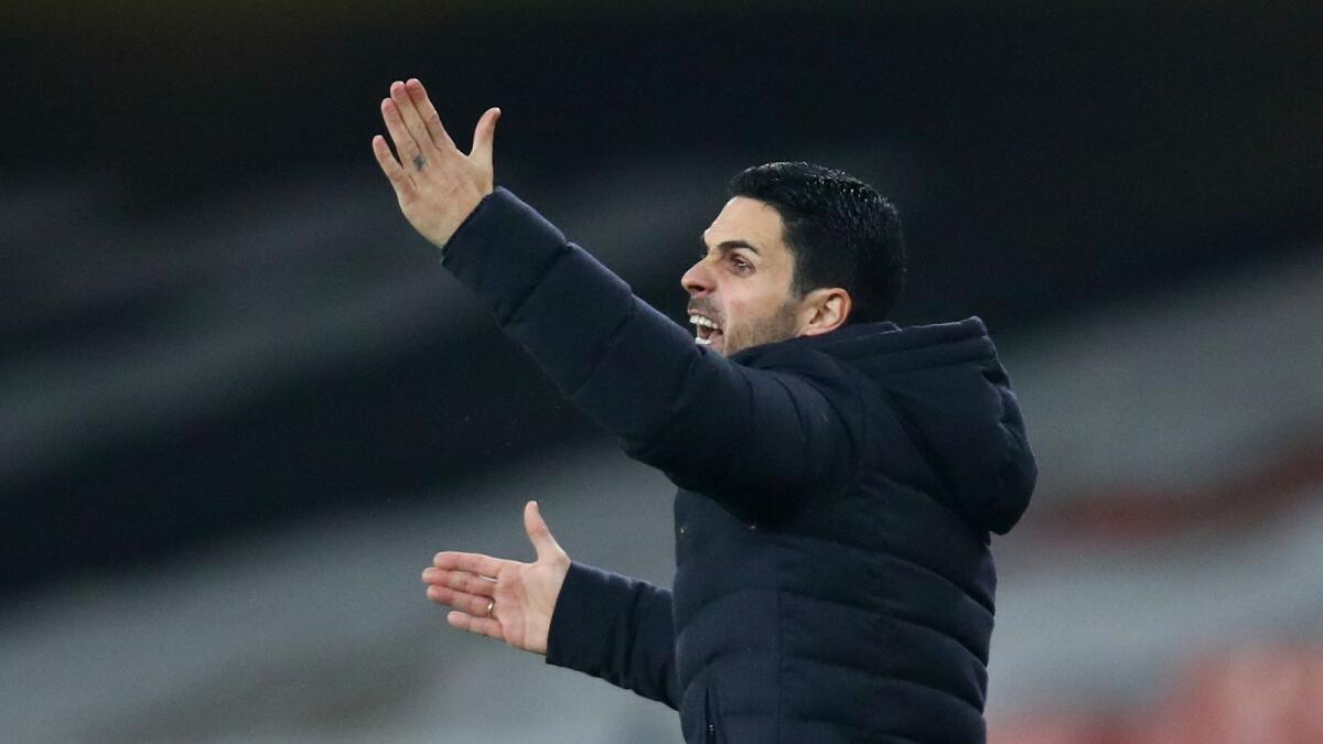 Arsenal manager Mikel Arteta during the match. (Reuters)
