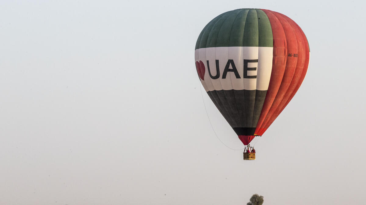 Another balloon ready to land at Balloon Adventures, Dubai.