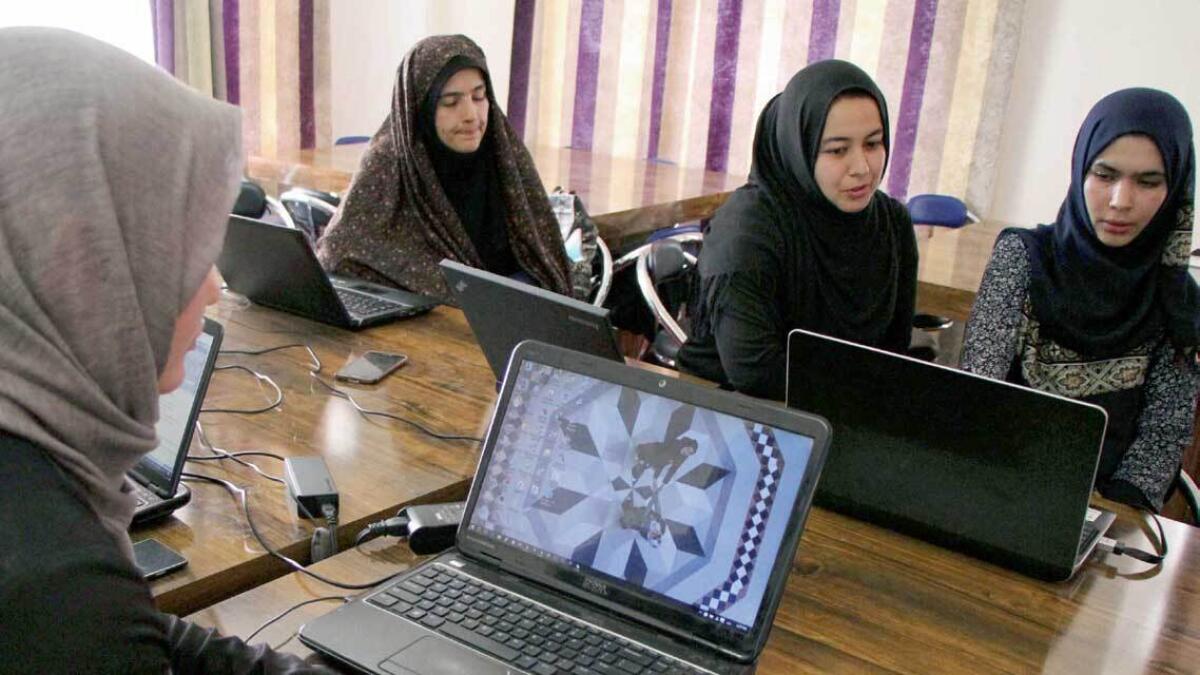 Afghan coders practise at the Code to Inspire computer training centre in Herat, Afghanistan. — Reuters