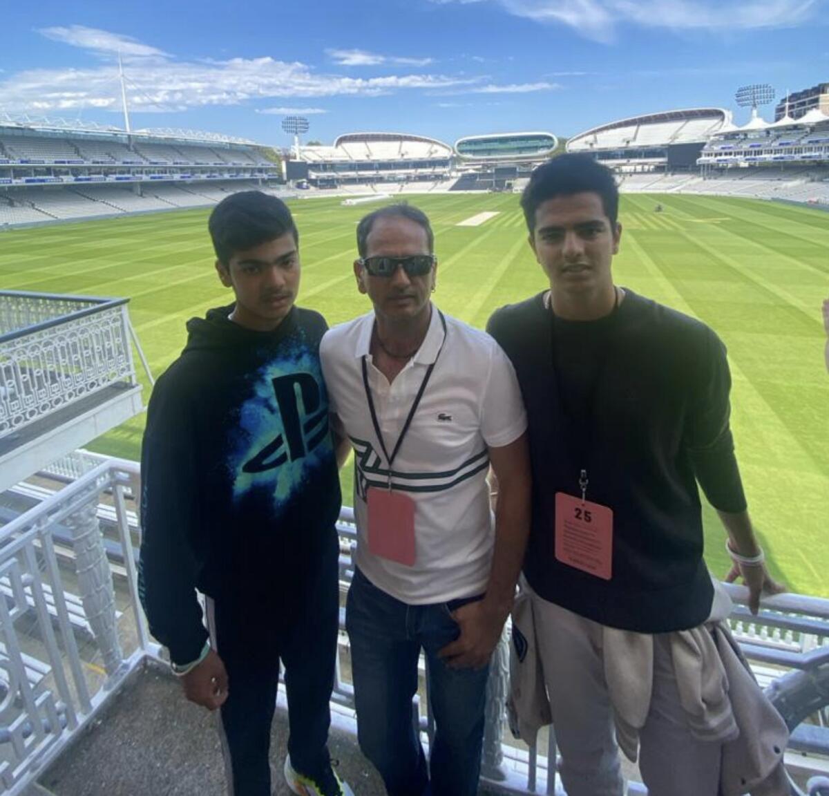 Saurabh Suri with his sons Tanish and Uddish at the iconic Lord's Cricket Ground in London