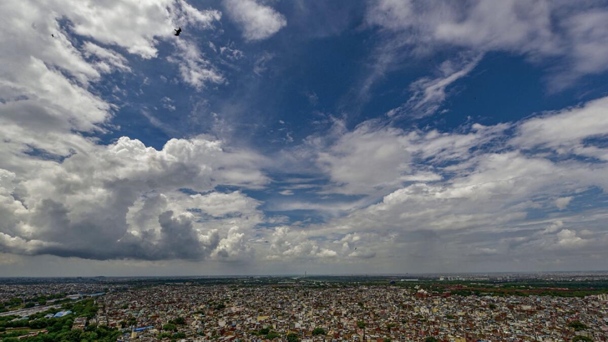 Monsoon clouds gather over the national capital, during Unlock 2.0, in New Delhi, India. Photo: PTI