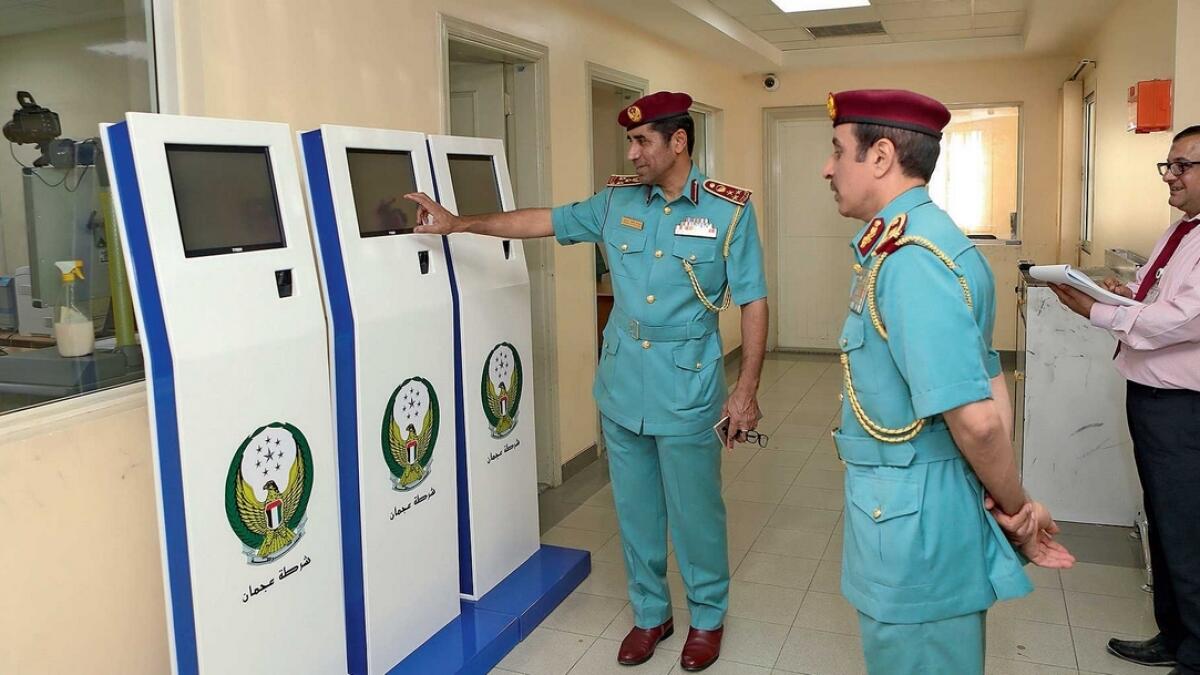 Maj-Gen Sheikh Sultan Al Nuaimi opens the smart supermarket service on Wednesday.