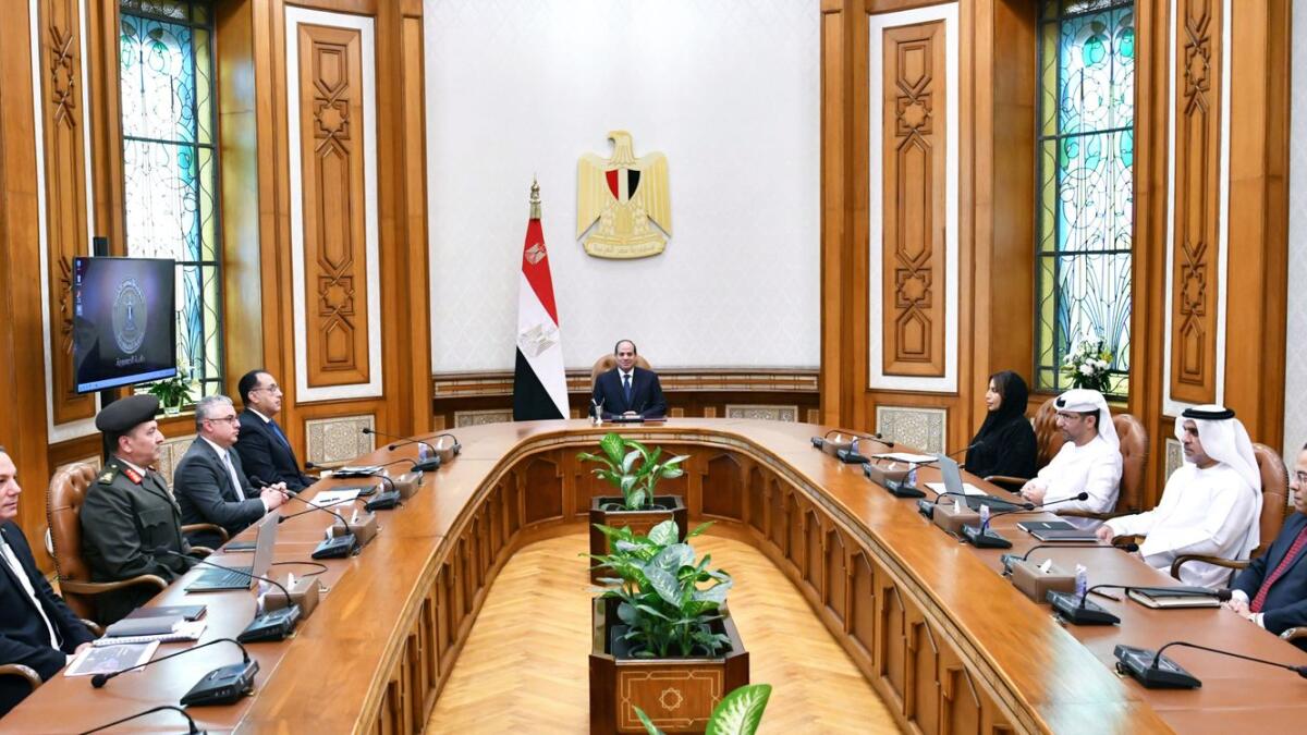 The President of Egypt Abdel Fattah El-Sisi received Captain Mohamed Juma Al Shamisi, managing director and AD Ports Group CEO, in Cairo, and discussed the ongoing cooperation and development of the logistics and maritime sectors in Egypt. — Supplied photo