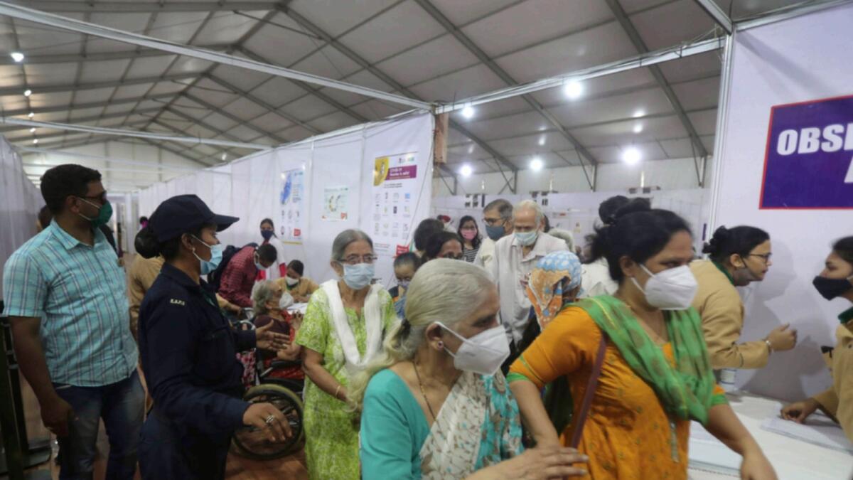 Elderly Indians leave after receiving Covid-19 vaccines in Mumbai. — AP