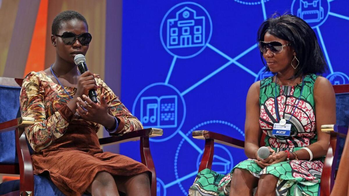  Boko Haram escapees, Rachel and Saa sharing their heartbreaking ordeal during the Global Education and Skills Forum at the Atlantis, The Palm in Dubai