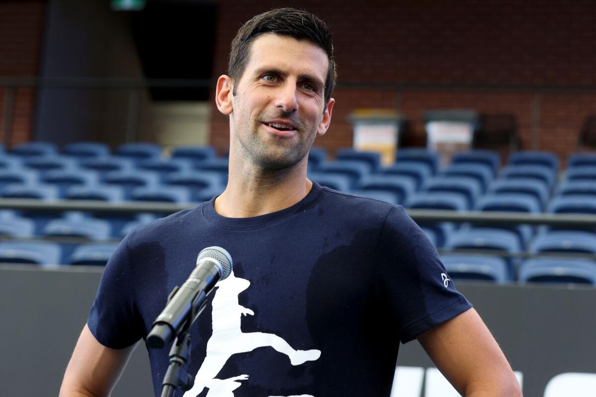 Novak Djokovic addresses the media following a practice session ahead of the Adelaide International Tennis tournament in Adelaide. -- AP