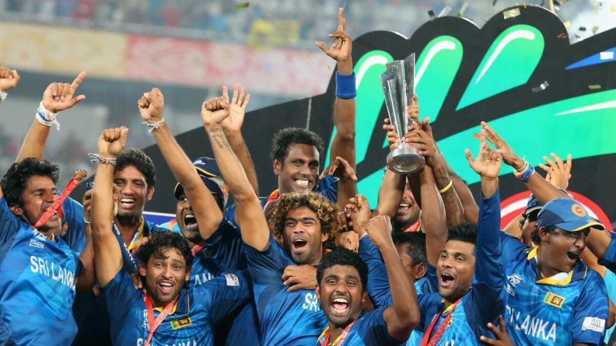Sri Lanka celebrate winning the T20 World Cup in Bangladesh in 2014. - (Twitter)