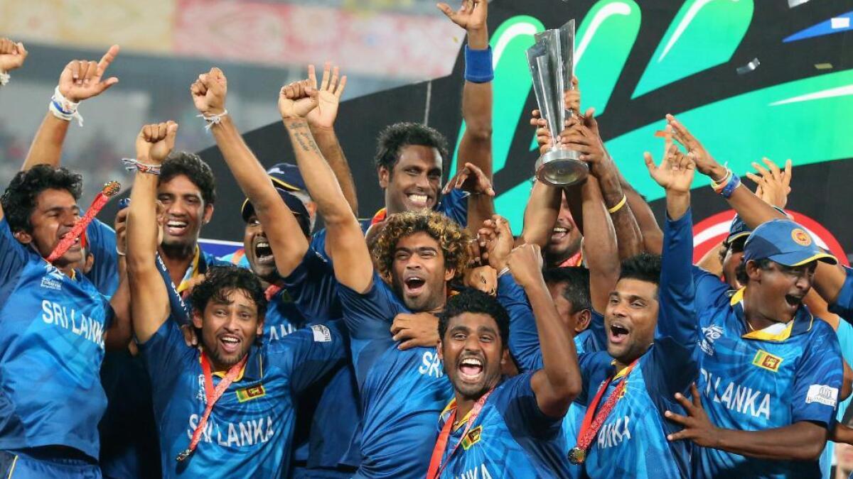 Sri Lanka celebrate winning the T20 World Cup in Bangladesh in 2014. - (Twitter)