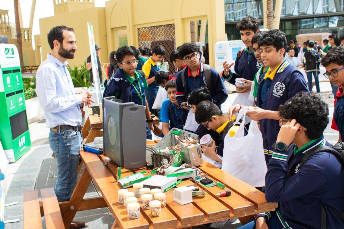 Students watch the demonstration at Expo City Dubai