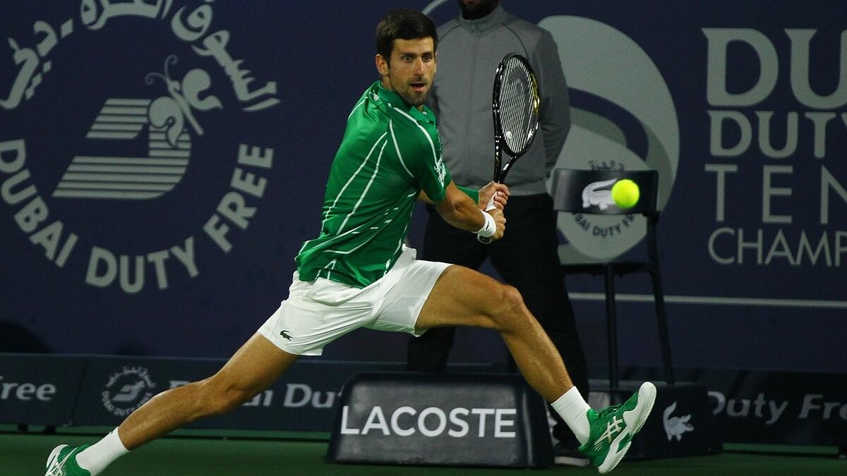 DOMINANT: Novak Djokovic storms into semifinal after beating Karen Khachanov in Dubai on Thursday.