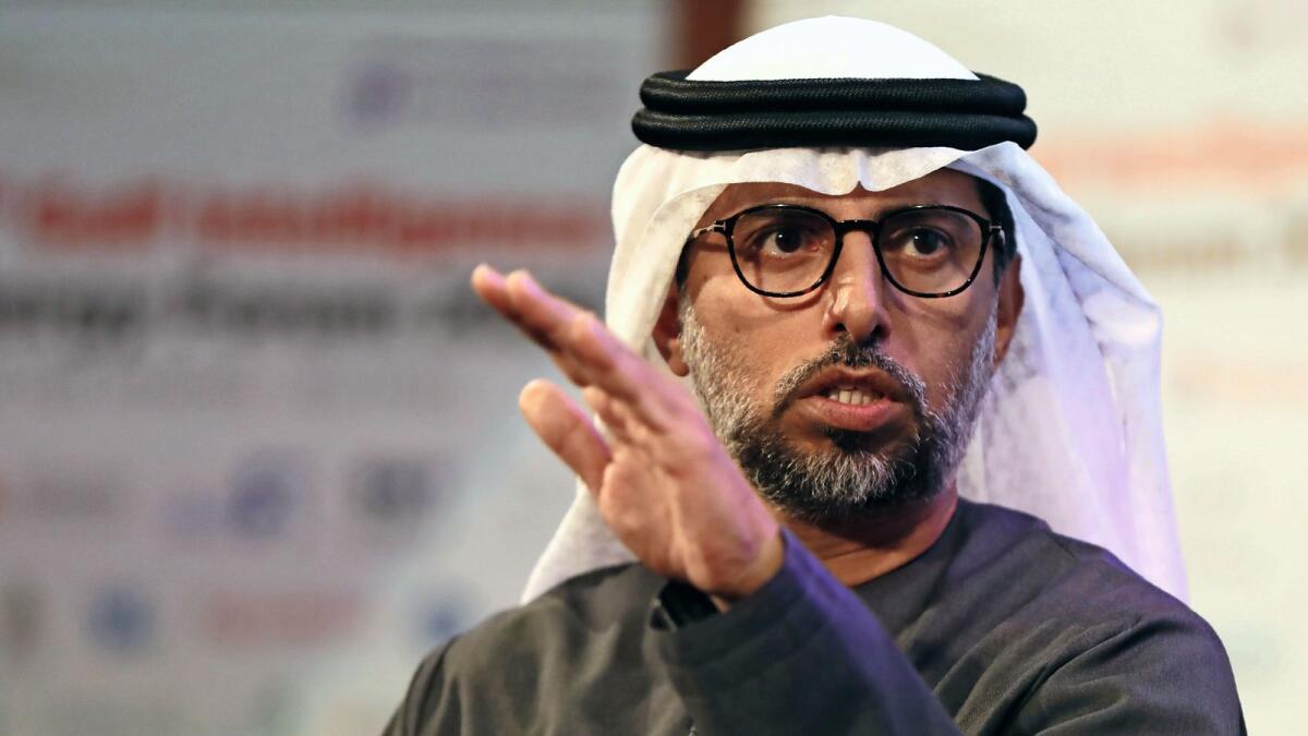 Suhail bin Mohammed Faraj Faris Al Mazrouei, UAE Minister of Energy and Infrastructure, stressed the need of accelerating new investments to meet rising energy demand as a number of Opec+ member countries cut oil production. — AP file photo