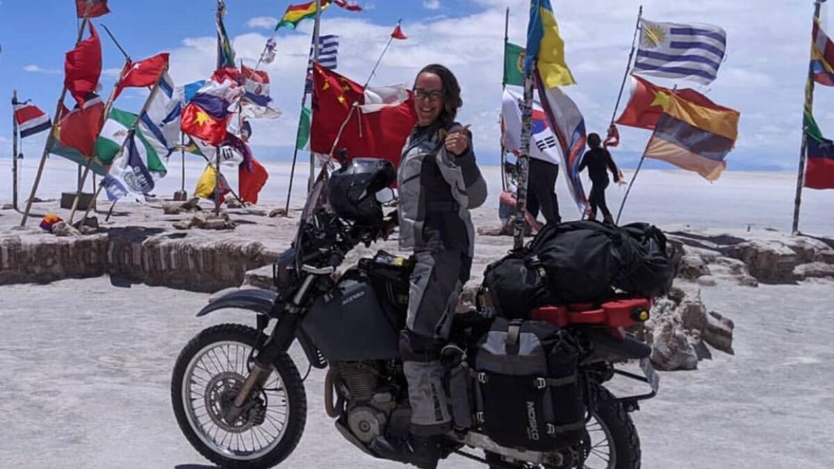 Katrina Corcoran at the Salar de Uyuni in Bolivia in January 2020.