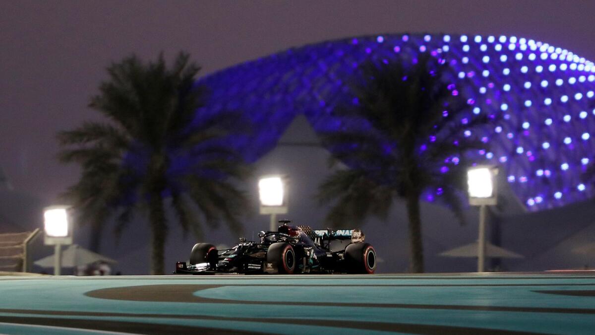 Mercedes' Lewis Hamilton during the second practice ahead of the Formula One Abu Dhabi Grand Prix at Yas Marina Circuit.