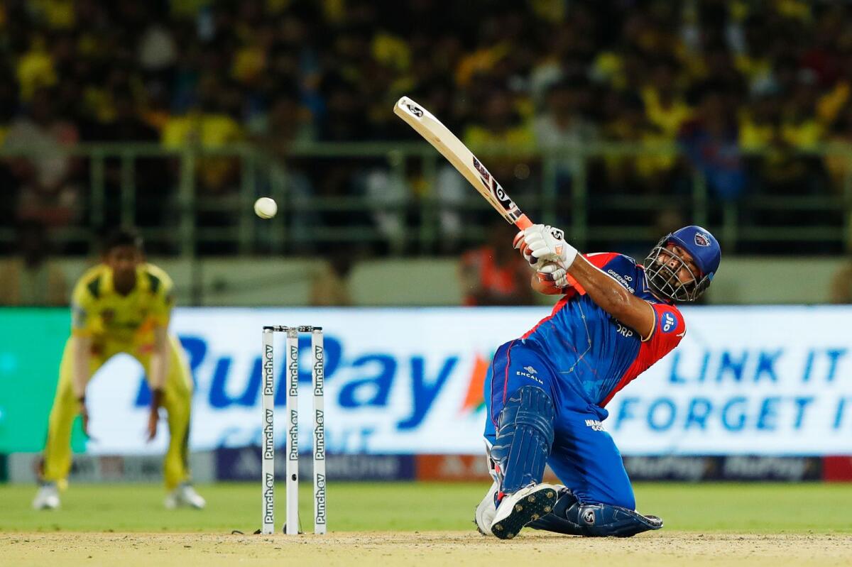 Rishabh Pant of Delhi Capitals plays a shot during the match against Chennai Super Kings. — IPL