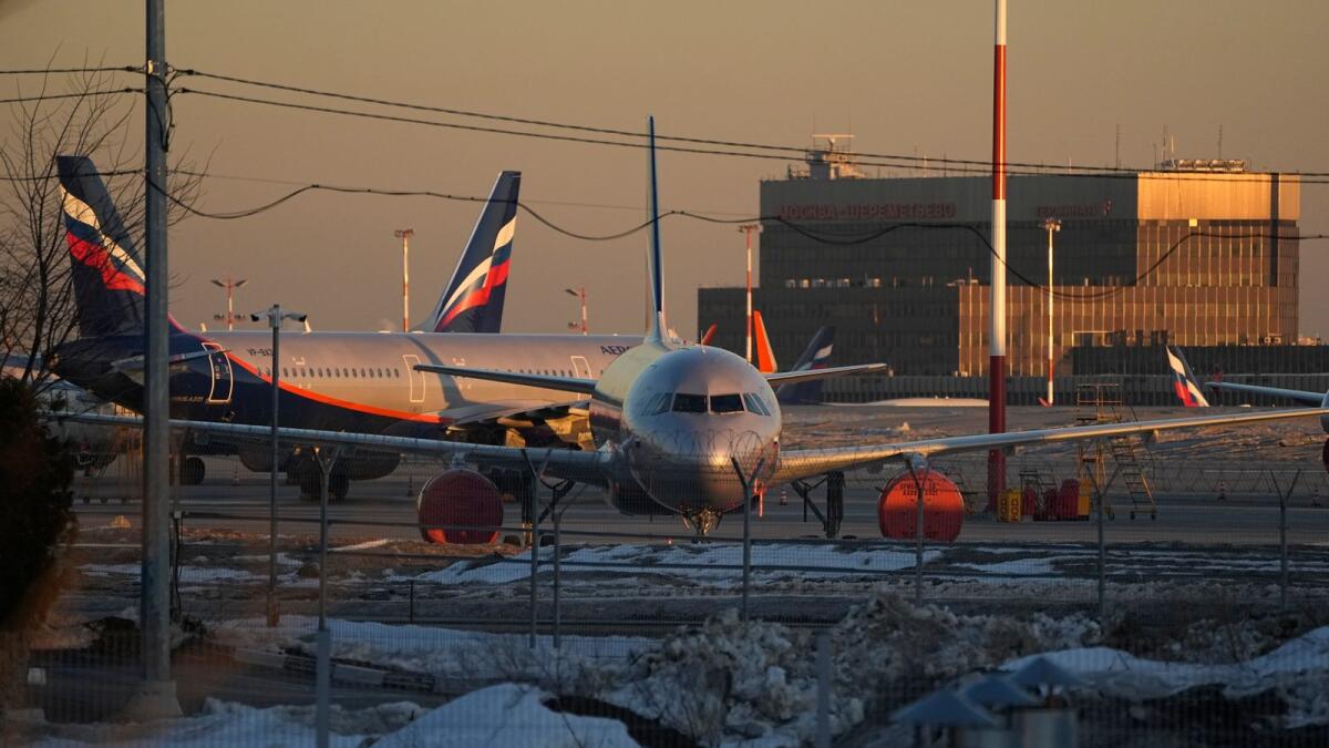 Aeroflot planes parked at Sheremetyevo airport, outside Moscow. AFP