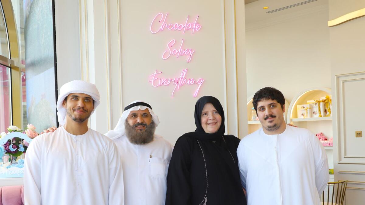 Aisha Doty Al Husseiny with her husband Mustafa Mohammad Al Husseiny and sons Salem (extreme left) and Saeed (extreme right). Supplied photo