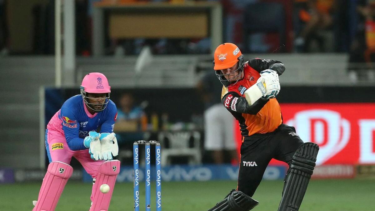 Sunrisers Hyderabad’s Jason Roy plays a shot during the match against Rajasthan Royals. — BCCI