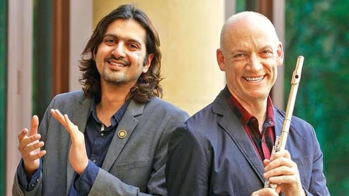 Wouter Kellerman with Indian composer Ricky Kej along with whom he won the Grammy award in 2015