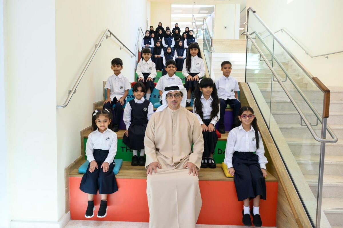 Sheikh Mansour bin Zayed Al Nahyan, UAE Vice President (L) visits Zayed Educational Complex in Fujairah. Photos: X/@HHMansoor