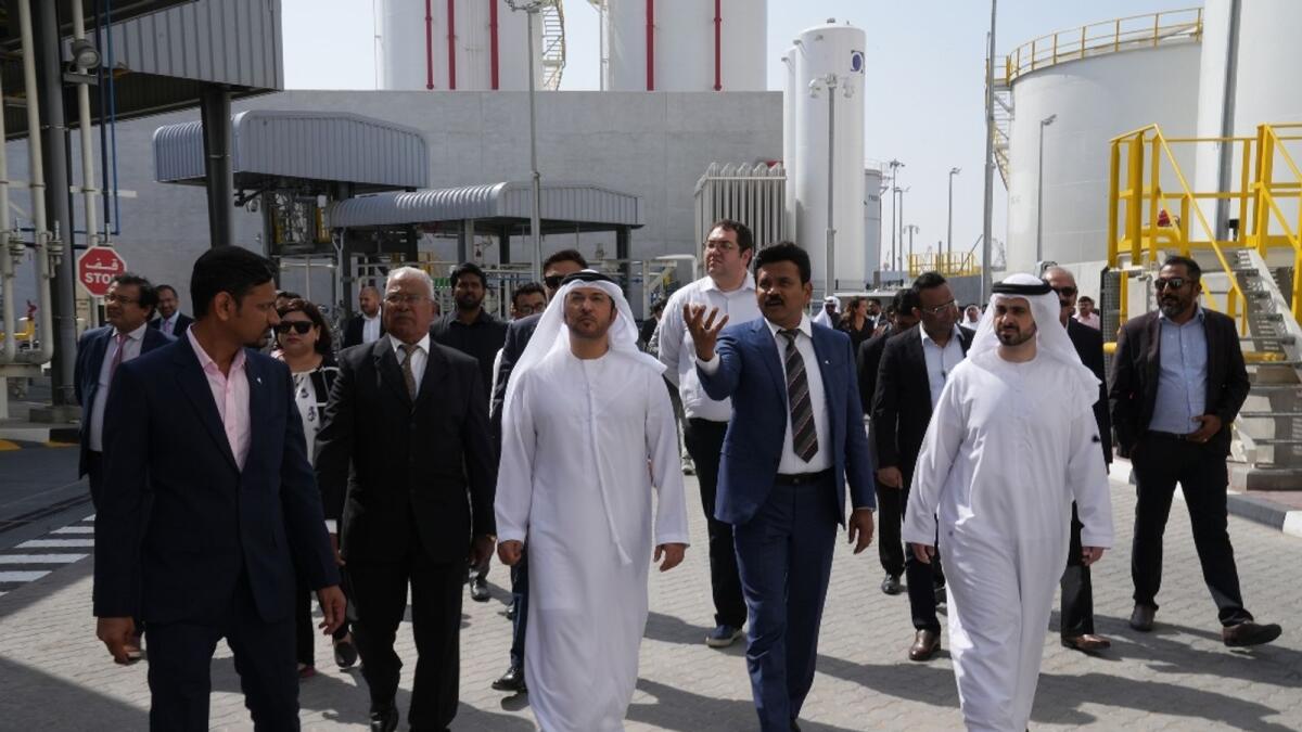 Anand Kumar, Managing Director of AquaChemie ( second from right) giving tour of the new AquaChemie Petrochemical Terminal at Jebel Ali port. - Supplied photo