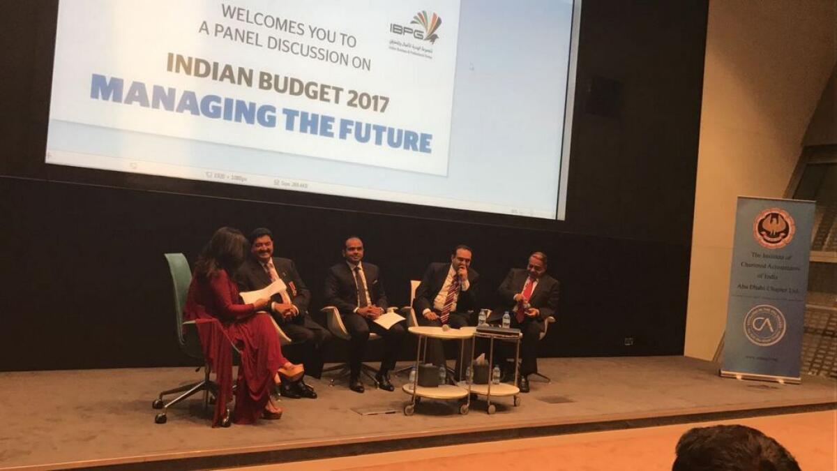From left: Shazia Ilmi, Media Personality and Moderator of the discussion; B.R. Shetty, Executive Vice-Chairman &amp; CEO, NMC Healthcare; Adeeb Ahamed, Managing Director, LuLu Financial Group; Jimit Devani, Director-Tax, Deloitte, India and Homi Ranina, Advocate, Supreme Court of India