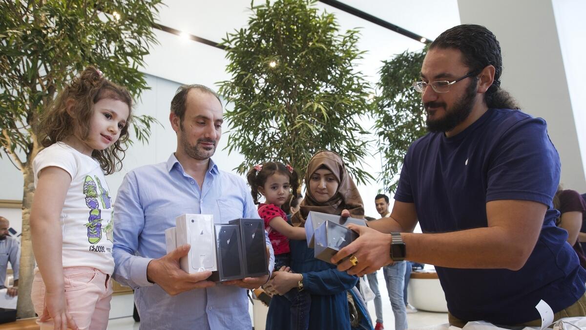 Ibrahim Alchamsi, from Al Ain, bought 12 iPhone 8 devices during its launch at the Apple Store in The Dubai Mall on Saturday.