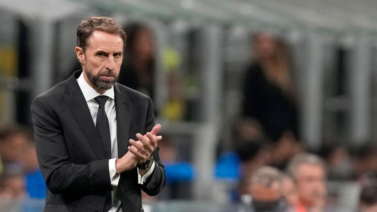 England coach Gareth Southgate applauds during the Uefa Nations League match against Italy on Friday. (AP)