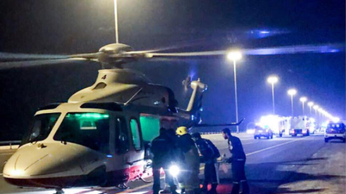 Helicopter lands on busy UAE roads to rescue injured