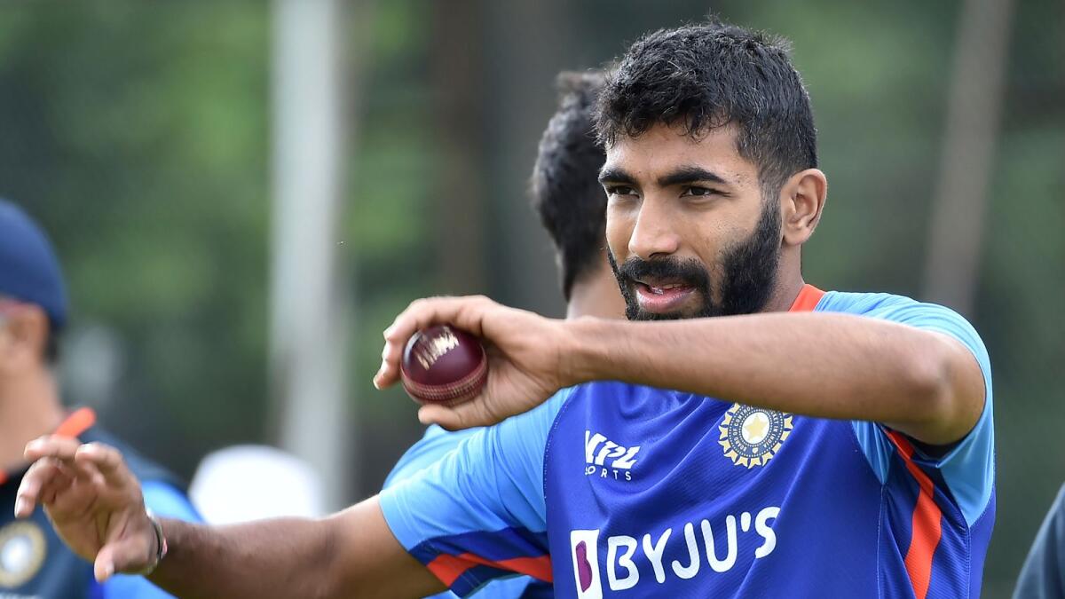 Jasprit Bumrah prepares to bowl in the nets during a training session on Wednesday. (AP)