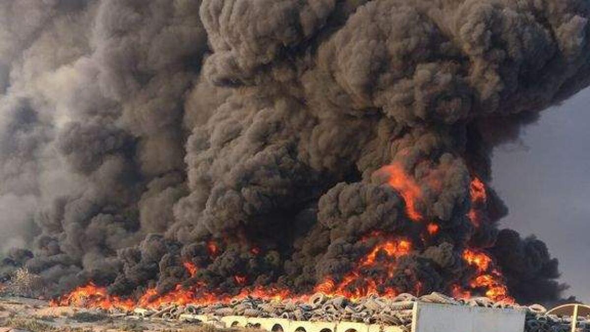 Massive fire breaks out in Sharjah tyre dumping area