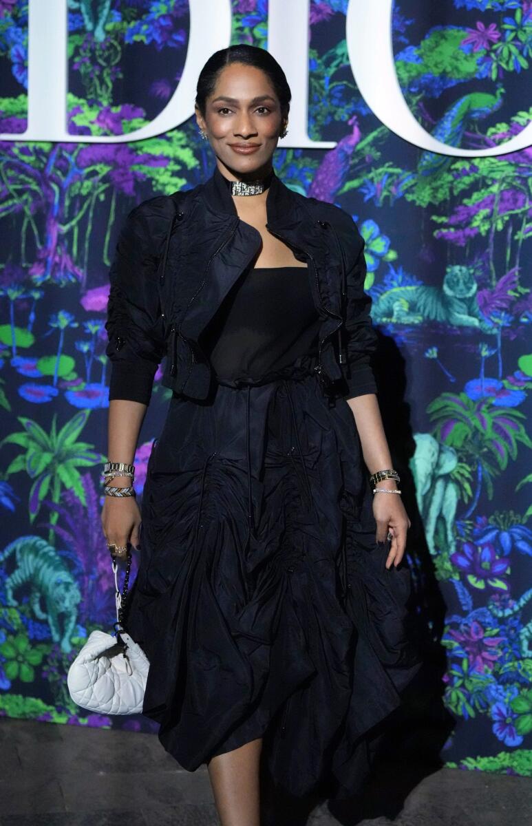 Designer Masaba Gupta arrives for the Dior Pre-Fall 2023 fashion show at the Gateway of India, in Mumbai
