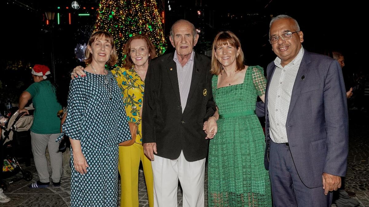 Alison Milton, Ambassador of Ireland to the UAE, with Colm McLoughlin, Ramesh Cidambi, Sinead El Sibai and Sharon Beecham at The Irish Village for the Christmas Tree Lighting 2023