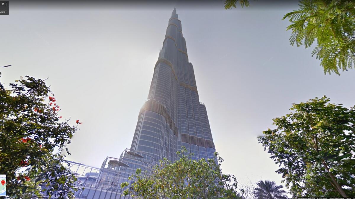 A screengrab of the Google Street View of Burj Khalifa