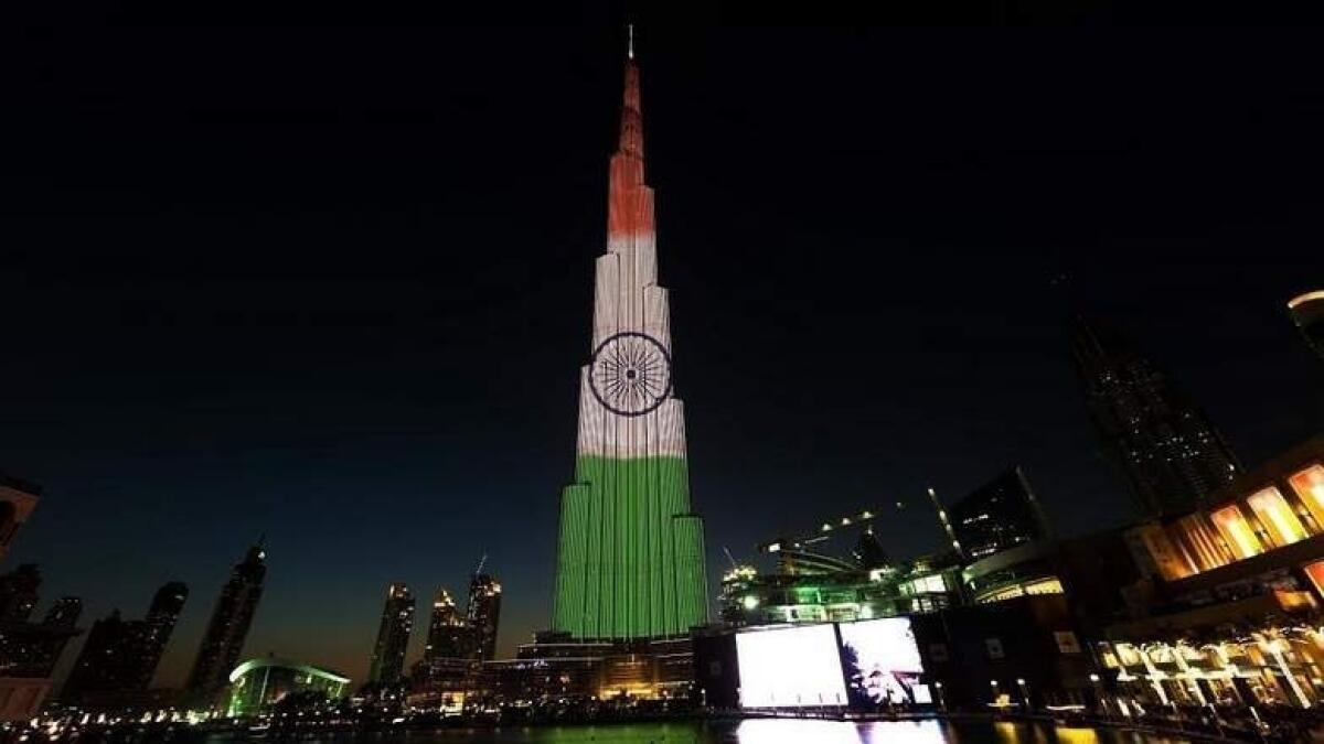 Burj Khalifa, Indian Independence Day, Dubai, UAE, Pakistan Independence Day, national flag