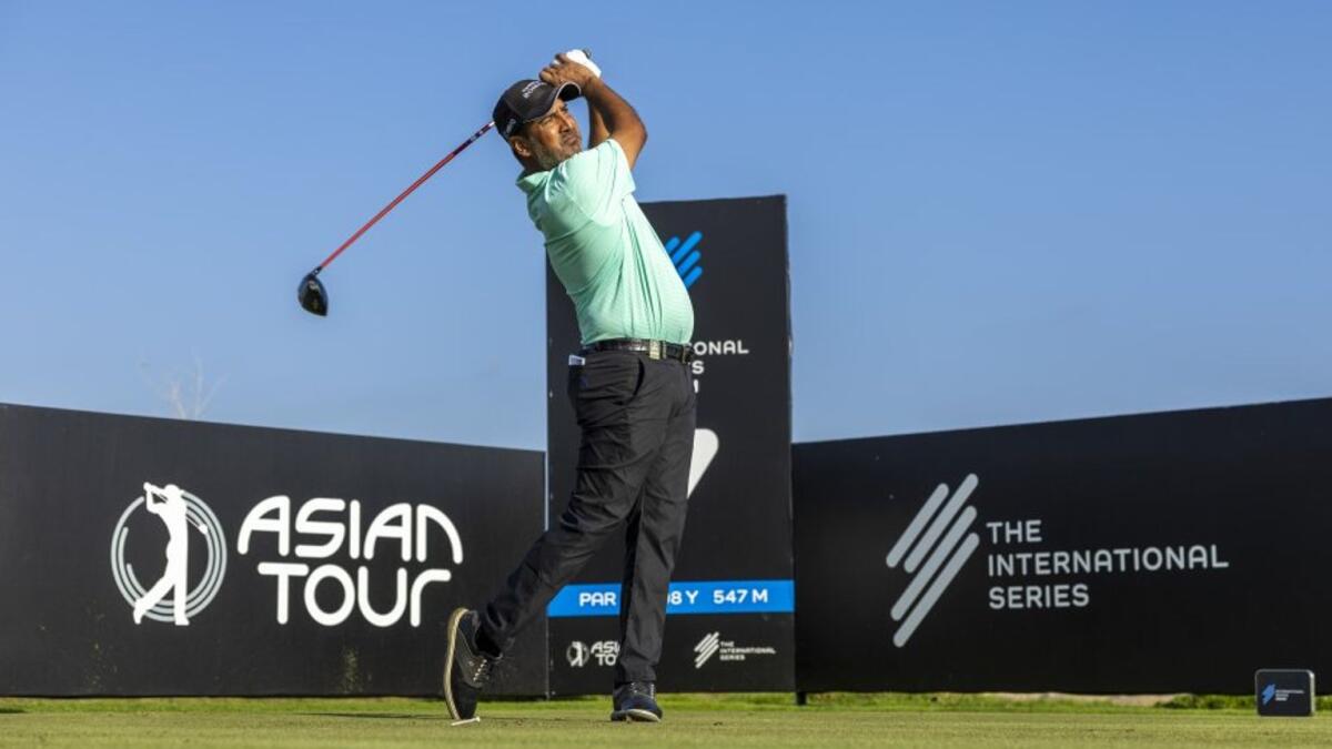 Shiv Kapur in action during his first round of the International Series - Oman at Al Mouj Golf.- Supplied photo
