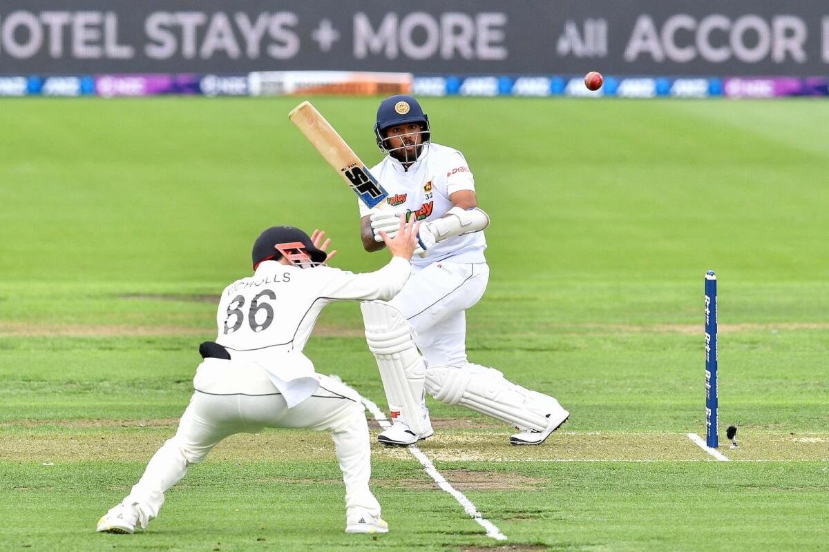 Sri Lanka's Kusal Mendis (right) plays a shot during the first day of the first Test against New Zealand at Hagley Oval in Christchurch on Thursday. — AFP