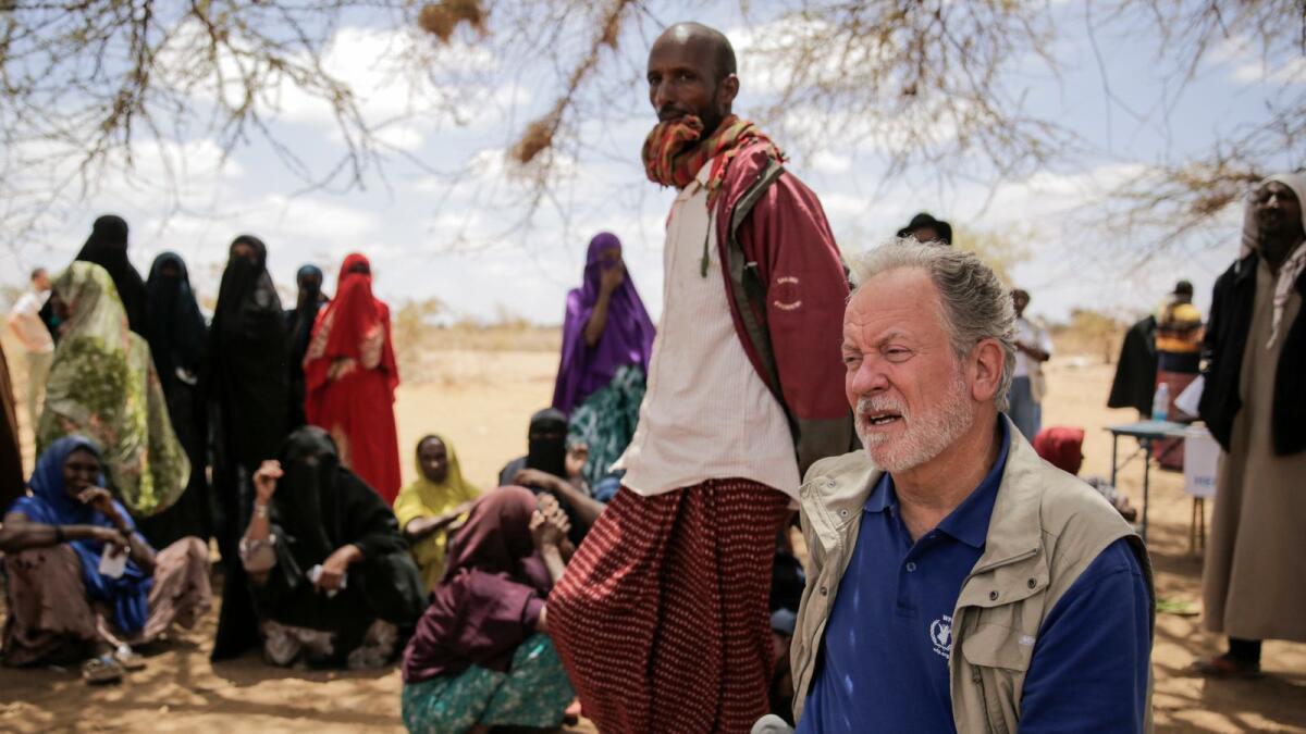 World Food Programme chief David Beasley meets with villagers in the village of Wagalla in northern Kenya, on Aug. 19, 2022. — AP