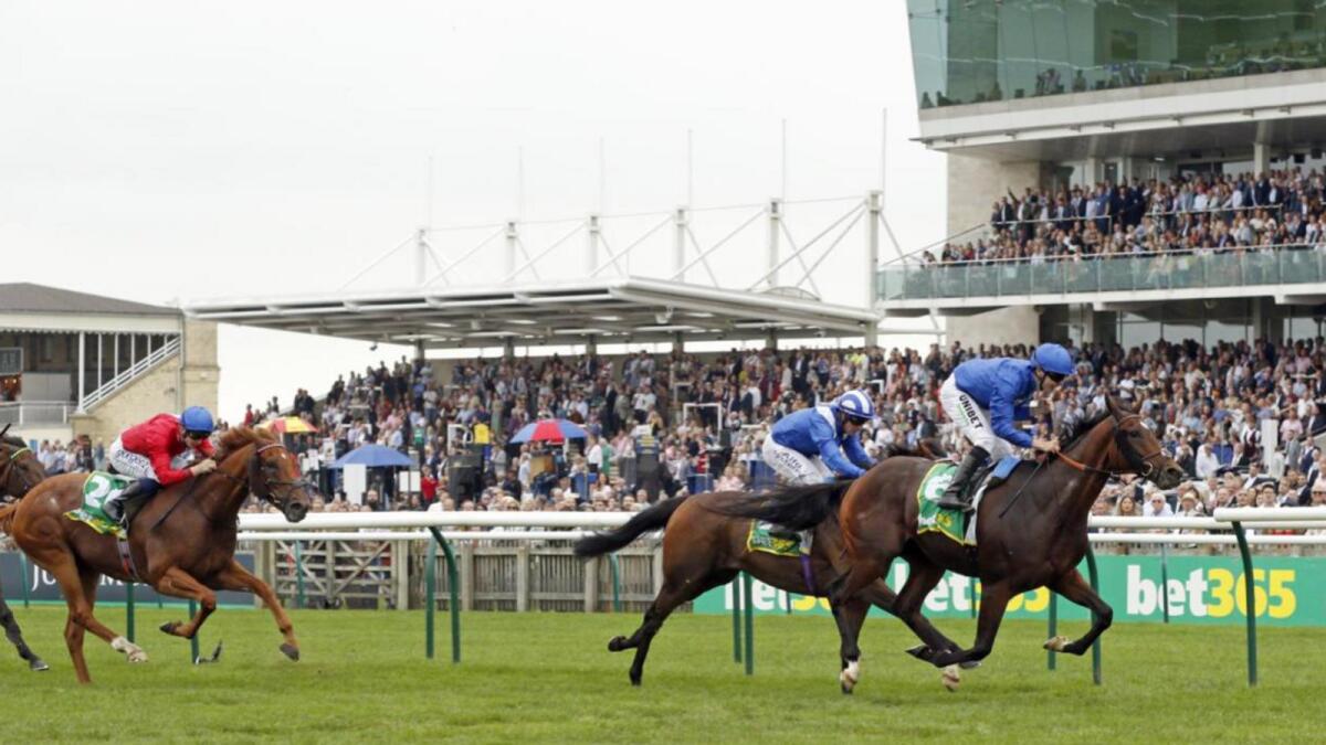 Bedouin Story winning the Cambridgeshire Handicap at Newmarket last September. The Godolphin galloper is a leading player in the Group 2 Al Rashidiya Presented by Riviera Beachfront by Azizi Group at the Carnival on Friday. — Godolphin
